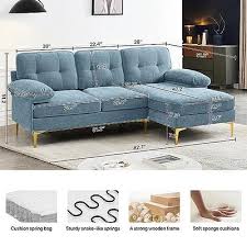 Blue Chenille Sectional Sofa