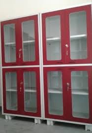4 Feet Polished Red Glass Door Cabinet 8