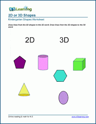 2 d vs 3 d shape worksheets k5 learning
