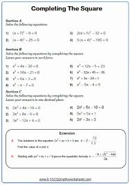 math worksheet solving quadratic equations