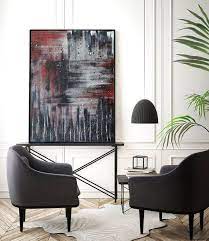 Red Accents Red Abstract Wall Art