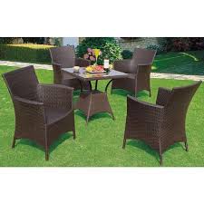 Dark Brown Garden Wicker Chair Table