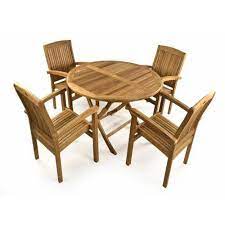 brown 4 seater wooden garden table set