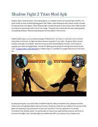 Shadow fighter merupakan game genre action yang sangat luar biasa, game tarung yang luar biasa. Shadow Fight 2 Titan Mod Apk By Mustafa Nazmus Sakib Issuu