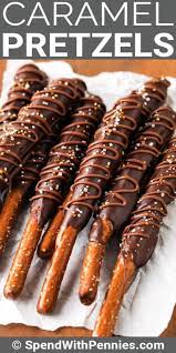 caramel chocolate covered pretzel rods