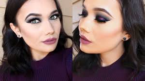 dark purple glitter smokey eyes