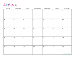 Free Blank Online Calendars March 2018 Sarah Titus