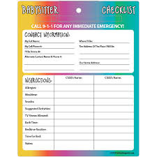Baby Sitter Checklist Under Fontanacountryinn Com