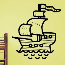 Pirate ship boat sea pirates ocean sail treasure sailboat. Cartoon Pirate Ship Kids Wall Sticker Decal World Of Wall Stickers