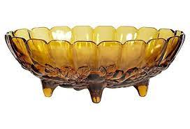 1960s fruit amber glass bowl amber