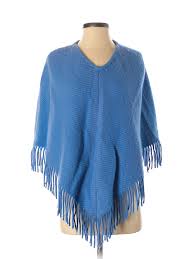 Details About Burberry Women Blue Poncho One Size