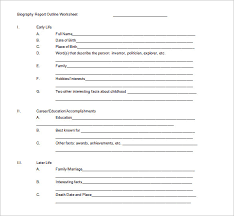biography report outline worksheet 