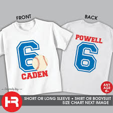 Baseball Birthday Shirt Any Age Front And Back Birthday Shirt Personalized Design On Front Back