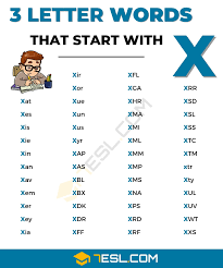 exles of 3 letter words with x 7esl