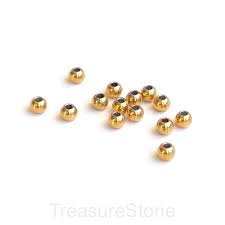 bead stainless steel gold plated 3mm