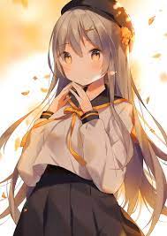 Anime school girl, loli, long gray hair ...