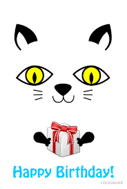 present cat birthday card ilration