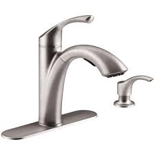 Kohler Mistos Single Handle Pull Out Sprayer Kitchen Faucet In Stainless Steel