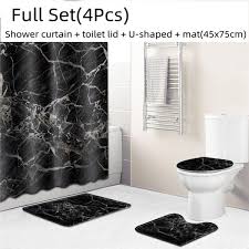 Marble Style Shower Curtain Set
