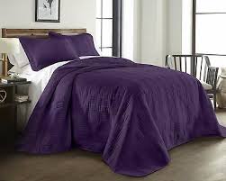Queen Cal King Bed Dark Purple Plaid
