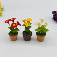 3 Pieces Miniature Flower In Pot For