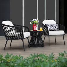 Nuu Garden 3 Piece Black Wicker Metal