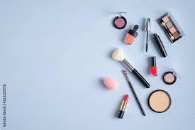 makeup professional cosmetics on blue