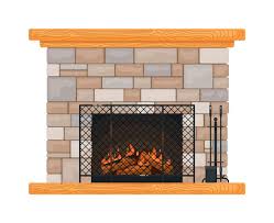 Brick Fireplace With Burning Fire Fire