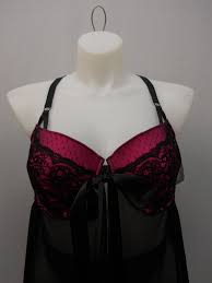 Secret Treasures Women S Babydoll Set Size 3x 42dd 44d Black Pink Underwire Bra