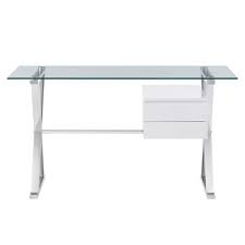 White Glass Top Glass Office Desk