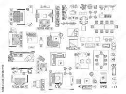 top view of set furniture elements