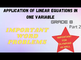 important word problems of linear