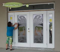 Glass Doors With Herons Or Egrets For