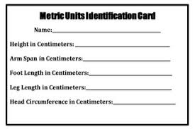 Metric Units Identification Card And My Measurements Conversion Chart