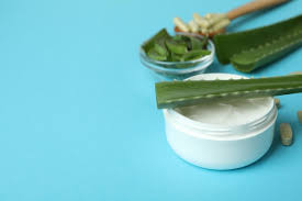 herb pills and cosmetics with aloe
