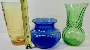 Lot 3 Vintage Colored Glass Vases