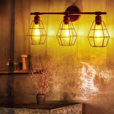3 Light Bathroom Vanity Light Metal Wire Cage Industrial Wall Sconce Vintage Edison Wall Lamp Light Fixture For Mirror Cabinets Vanity Table Bathroom Wall Lighting Bulb Not Include Wish
