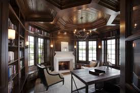 Octagonal Coffered Ceiling In Tudor Style Office Lake