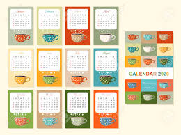 Cute Calendar For 2020 Year With Tea Cups Teatime There Is
