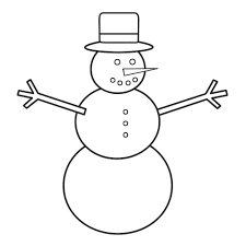 Раскраска Простой Снеговик с ветками-ручками распечатать или скачать