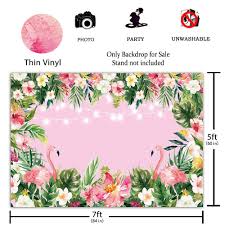 Funnytree 7x5ft Pink Flamingo Birthday Backdrop Summer Tropical Hawaiian Floral Photography Background For Flamingle Boy Girl Party Plam Flower Baby
