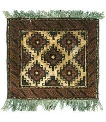 afghan rug square 47 x 41 cm brown