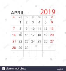 Calendar April 2019 Year In Simple Style Calendar Planner Design