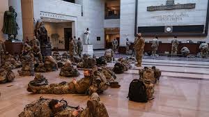 Thousands of national guardsmen have been forced to vacate congressional grounds and are now sleeping outside and in parking garages with no heat and 1. National Guard Troops Sleep On Capitol Floor Before Impeachment King5 Com