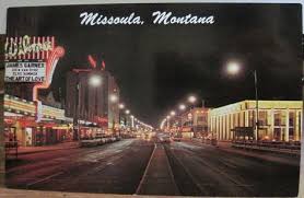 Details About Montana Postcard Missoula At Night Higgins
