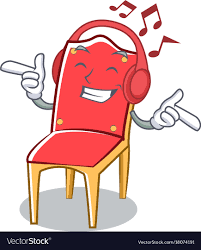 Listening music chair character cartoon collection