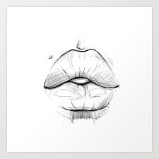 pop art y lip sketch art print by