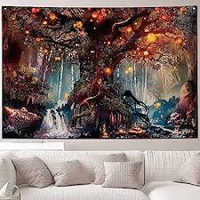 Trippy Fairy Tales Forest Tree Tapestry