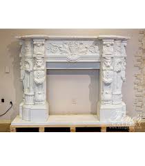 Elaborate Carved Marble Lions Fireplace