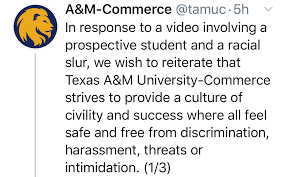 texas a m commerce responds to video of